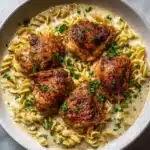 One-Pan Creamy Garlic Butter Chicken with Egg Noodles Recipe