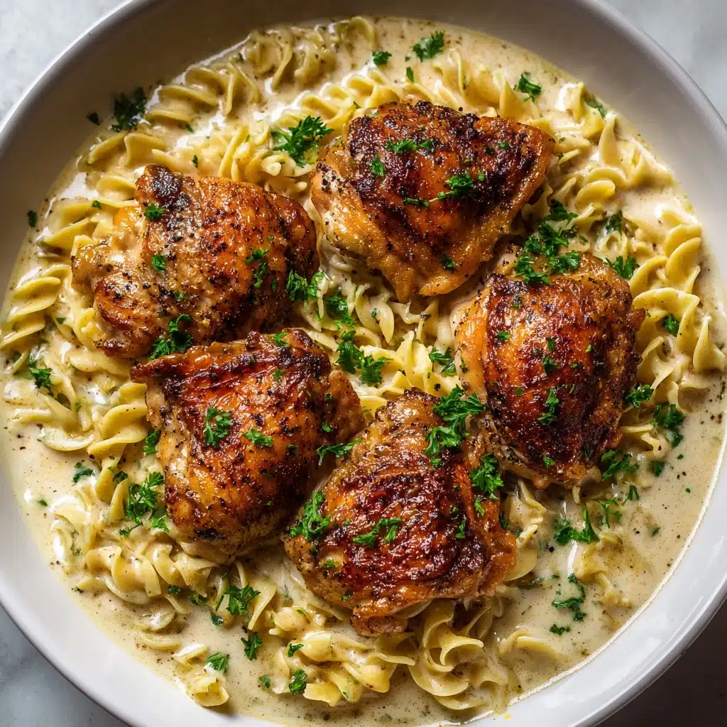 One-Pan Creamy Garlic Butter Chicken with Egg Noodles Recipe