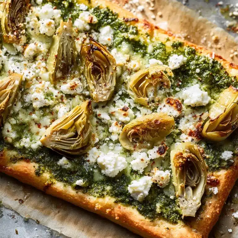 Green Pizza with Pesto, Feta & Artichokes Recipe