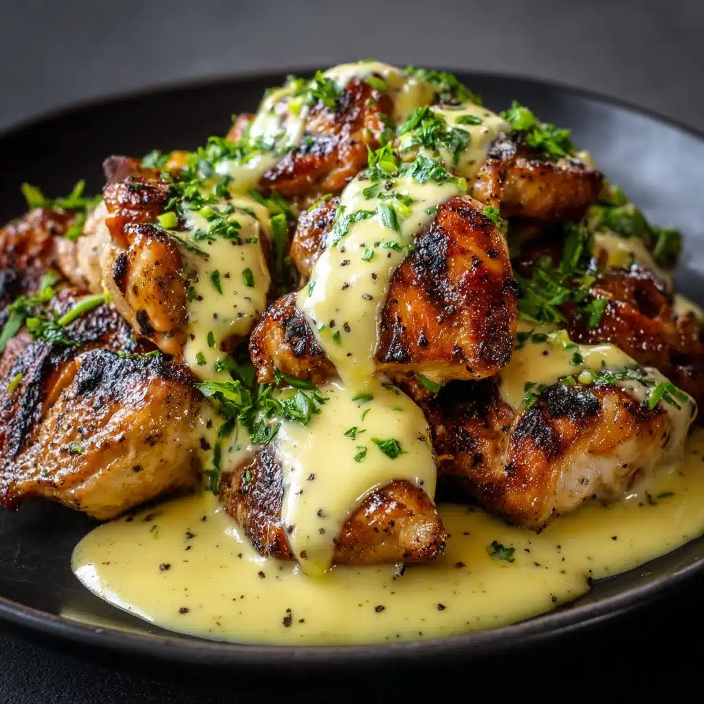 Grilled Chicken Bites with Creamy Garlic Sauce Recipe - Recipe Image