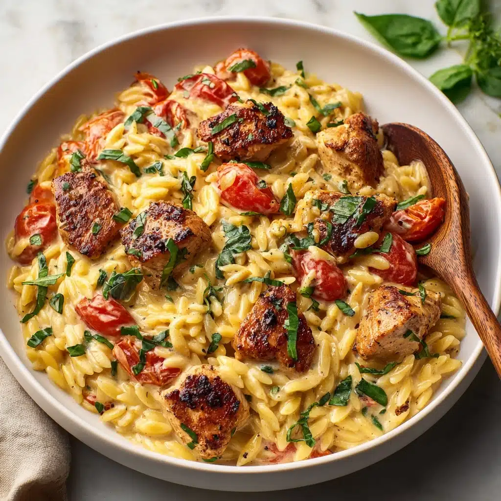 Slow Cooker Creamy Tuscan Chicken Orzo Recipe - Recipe Image