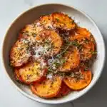 Roasted Sweet Potatoes with Garlic and Parmesan Recipe