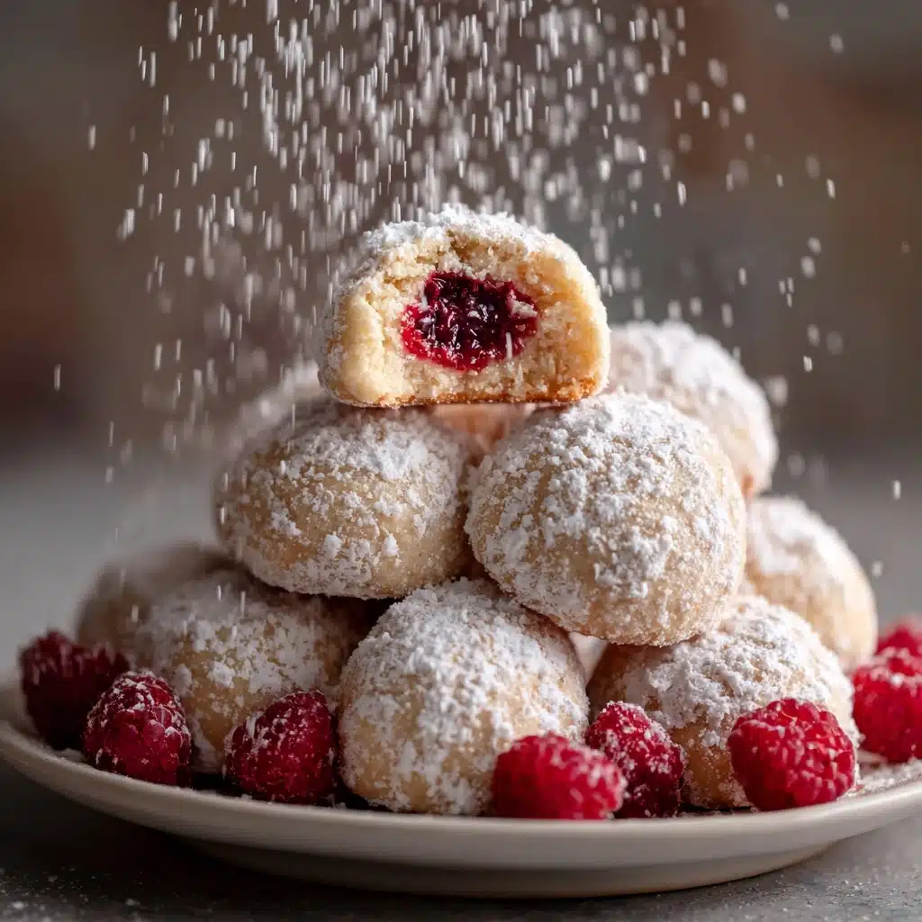 Raspberry Filled Almond Snowball Cookies Recipe - Recipe Image