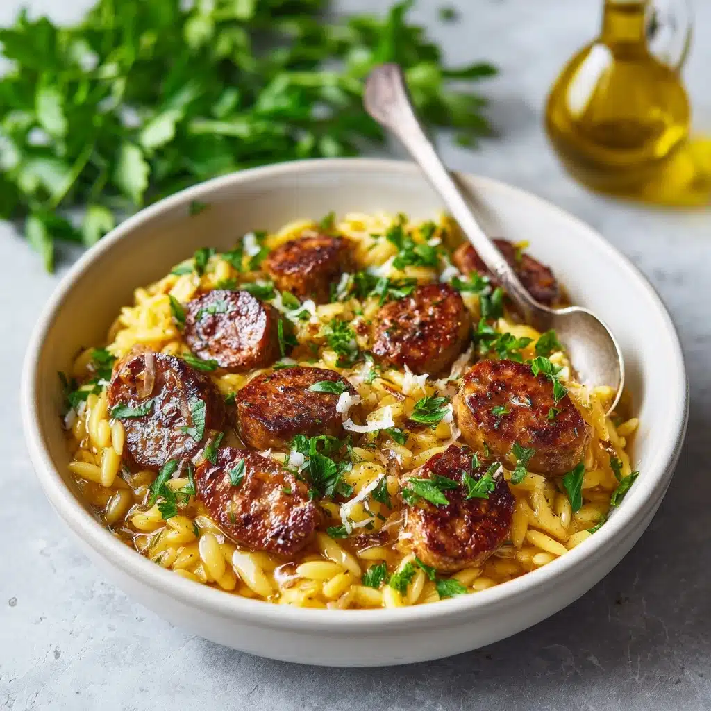 Creamy Chicken Sausage Orzo Recipe - Recipe Image