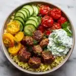Mediterranean Bowl with Ground Turkey Meatballs Recipe