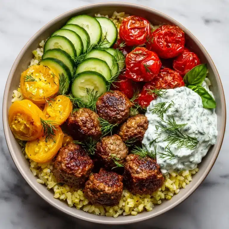 Mediterranean Bowl with Ground Turkey Meatballs Recipe