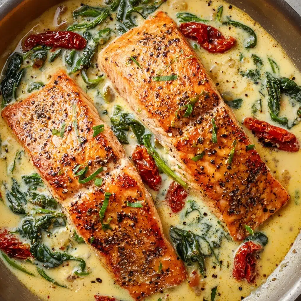 Creamy Garlic Butter Tuscan Salmon Recipe - Recipe Image
