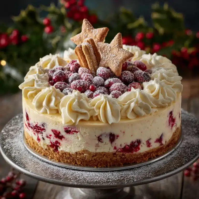 Christmas Cheesecake (Cranberry Jam White Chocolate Mousse Cheesecake) Recipe