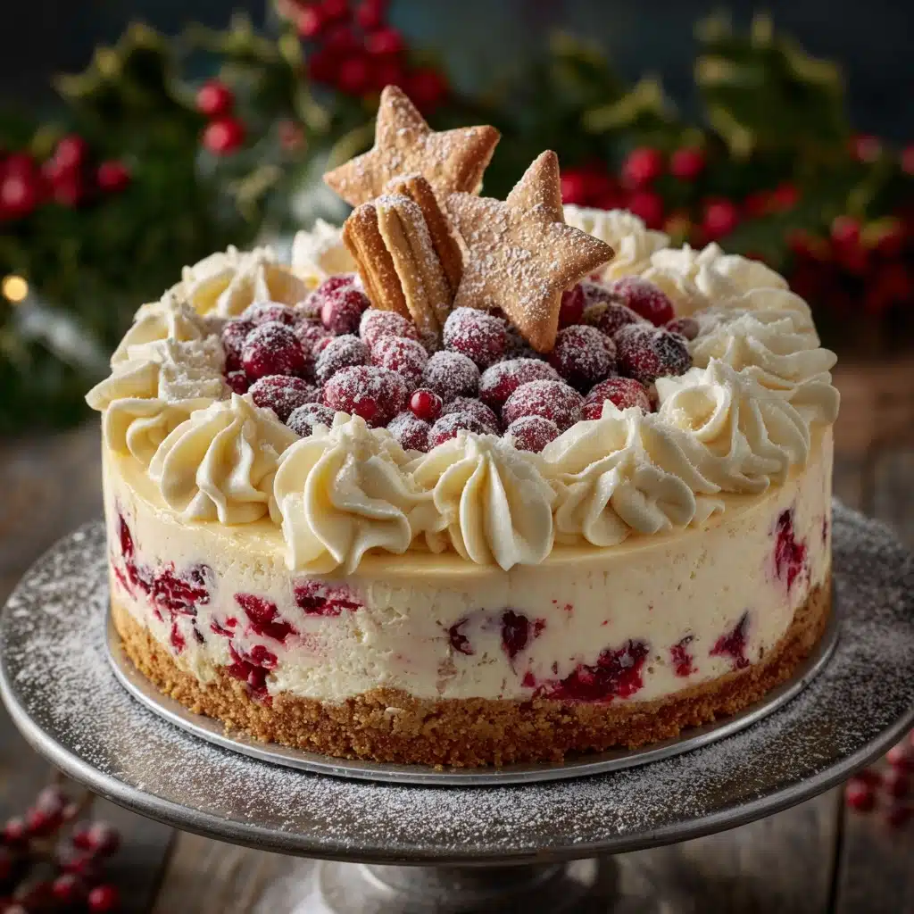 Christmas Cheesecake (Cranberry Jam White Chocolate Mousse Cheesecake) Recipe