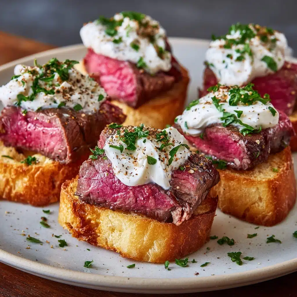 Steak Crostini with Horseradish Cream Recipe - Recipe Image