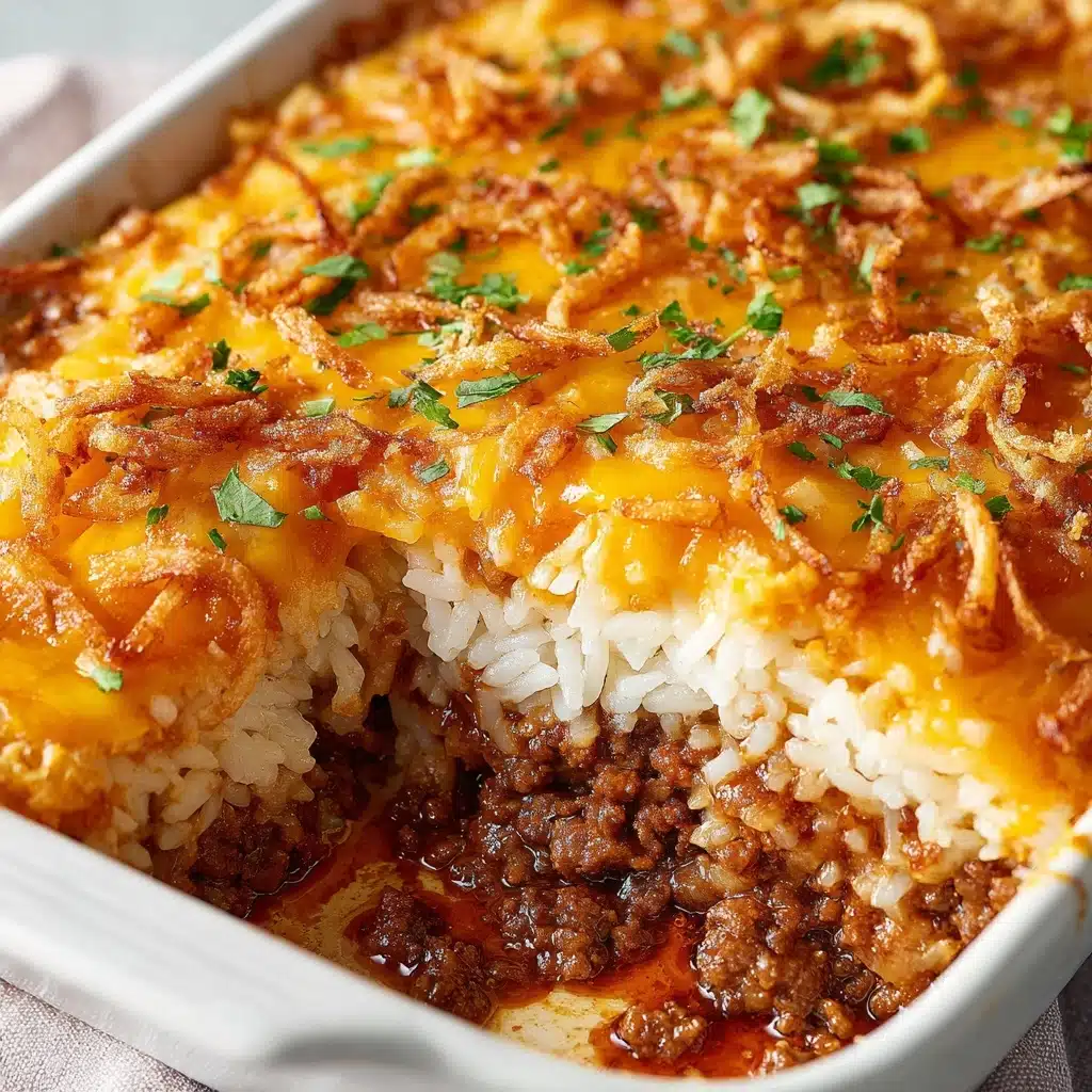 French Onion Ground Beef and Rice Casserole Recipe - Recipe Image