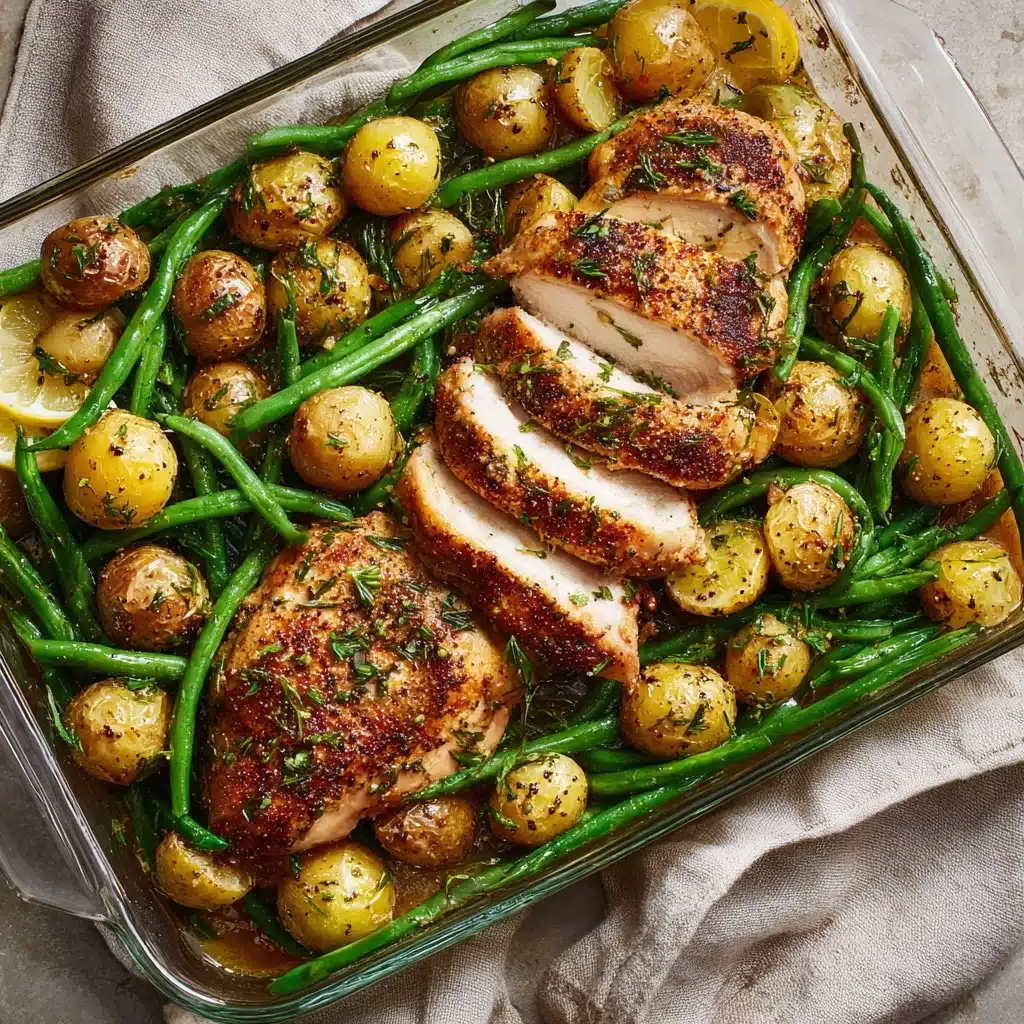 One-Pan Garlic Herb Chicken with Potatoes & Green Beans Recipe - Recipe Image