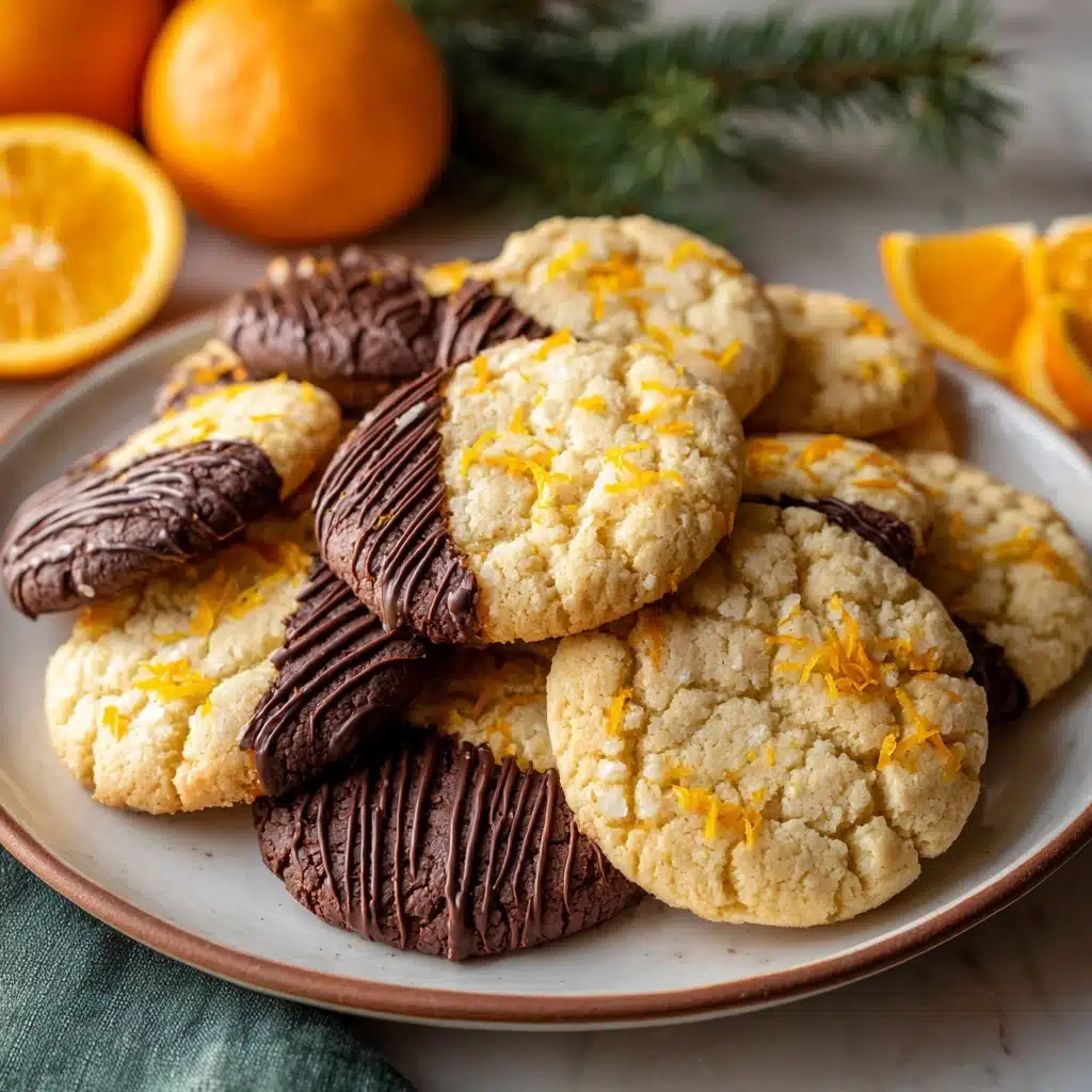 Chocolate Dipped Orange Shortbread Cookies Recipe - Recipe Image
