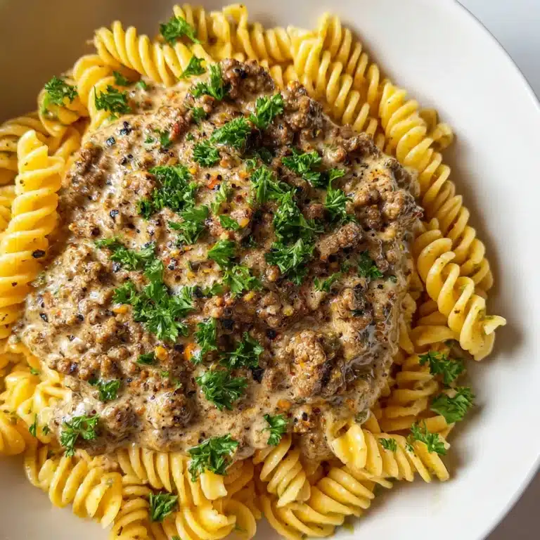Beef and Rotini in Garlic Parmesan Sauce Recipe