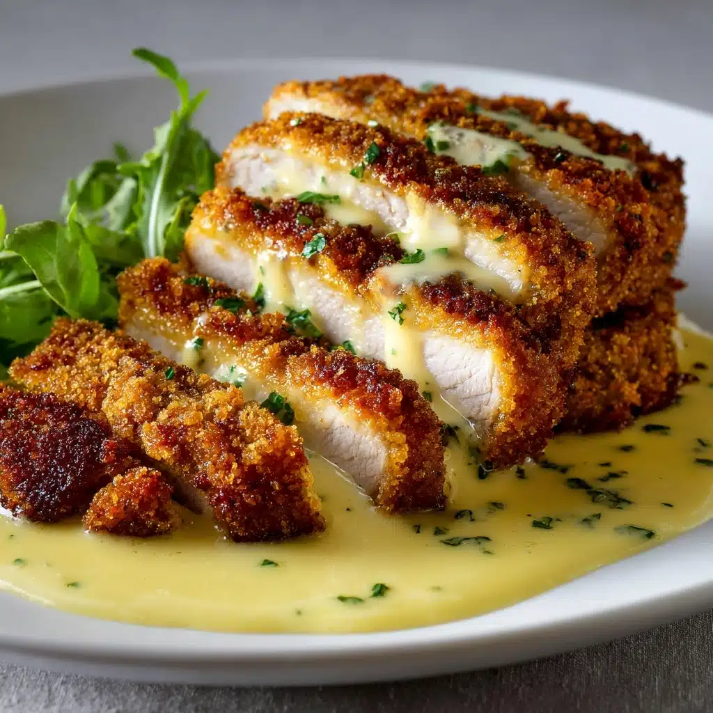 Parmesan Crusted Chicken with Creamy Garlic Sauce Recipe - Recipe Image