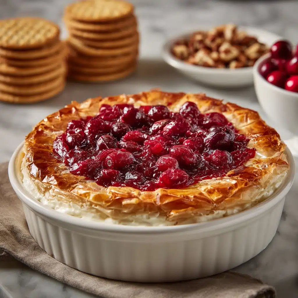 Baked Cranberry Cream Cheese Dip with a Golden Crust Recipe - Recipe Image