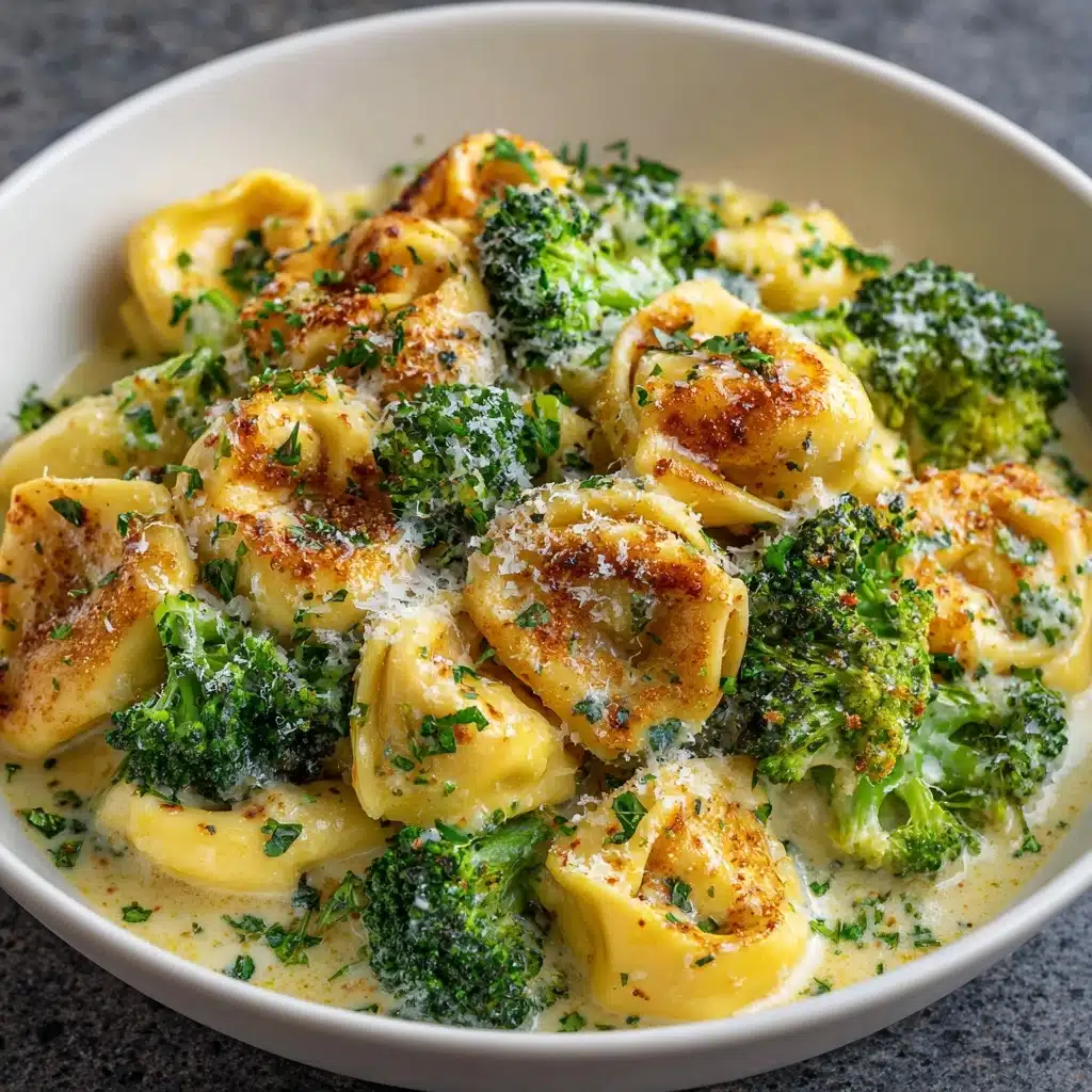 Creamy Garlic Parmesan Tortellini with Chicken & Broccoli Recipe - Recipe Image