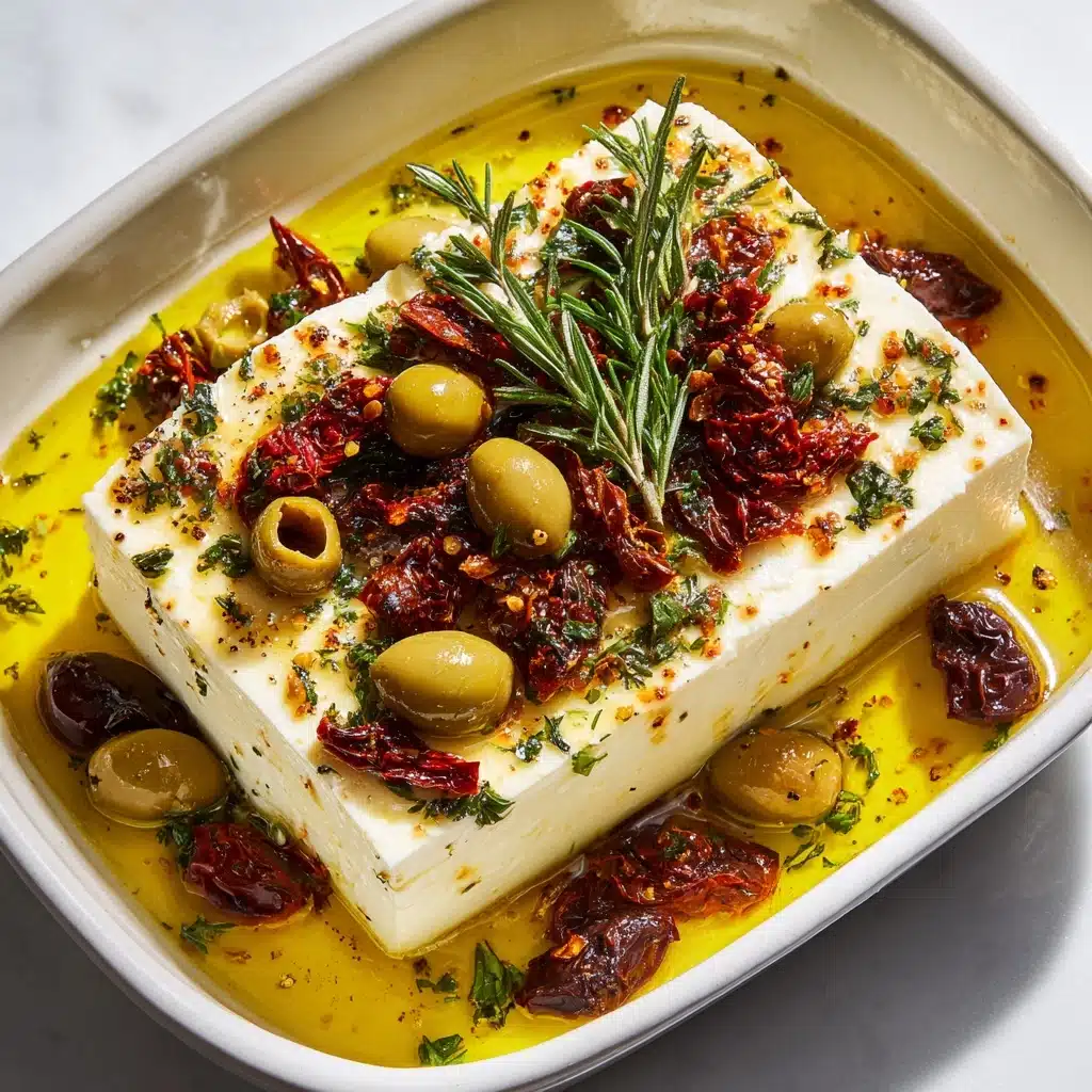 Baked Feta with Olives and Sun-Dried Tomatoes Recipe - Recipe Image