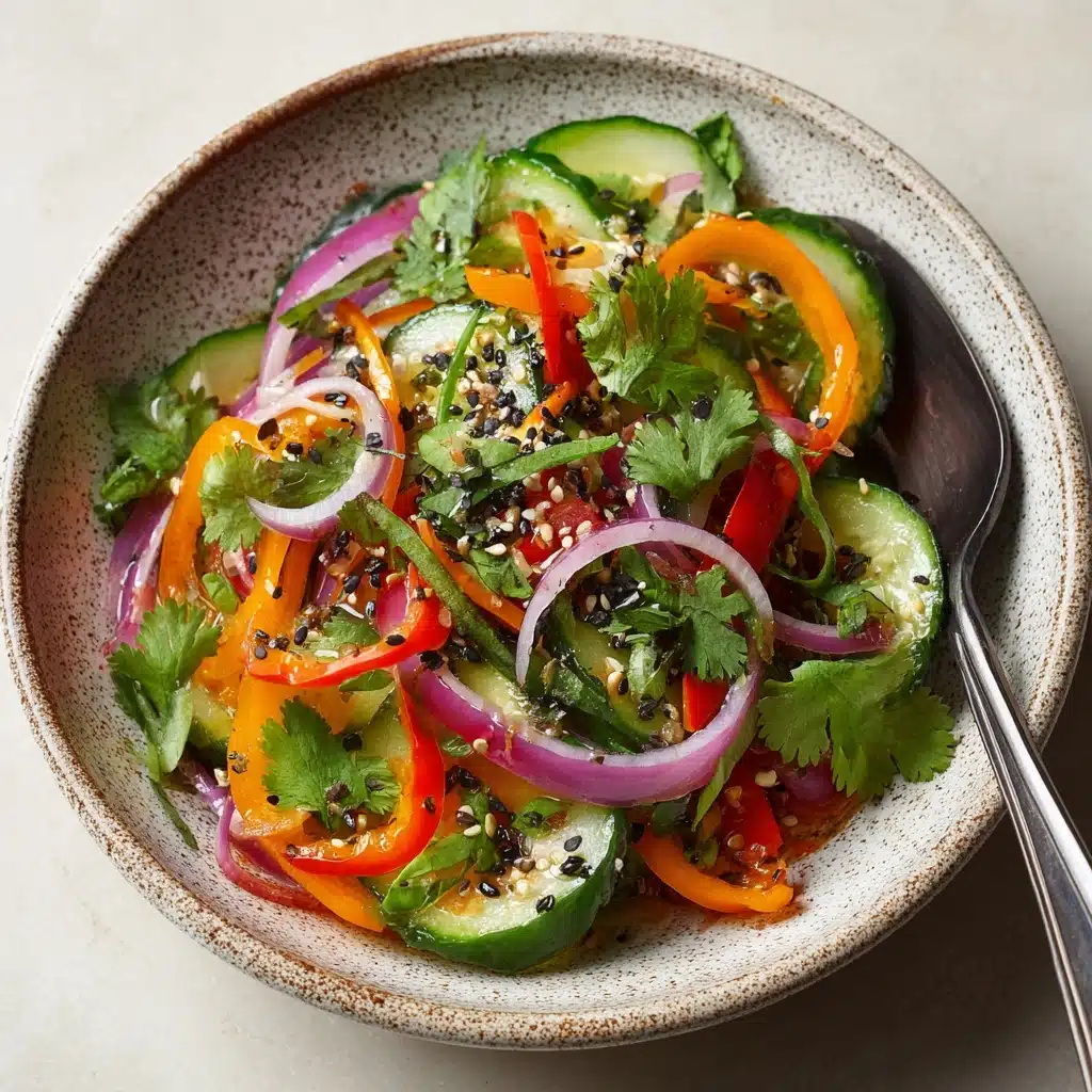 Pickled Cucumber, Onion, and Bell Pepper Salad Recipe - Recipe Image