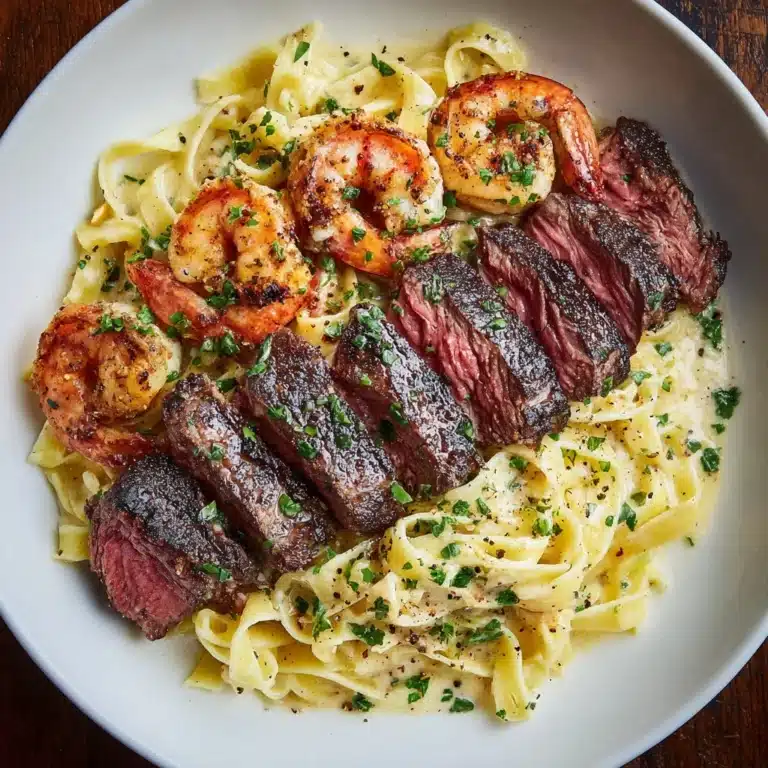 Blackened Steak and Shrimp Alfredo Recipe