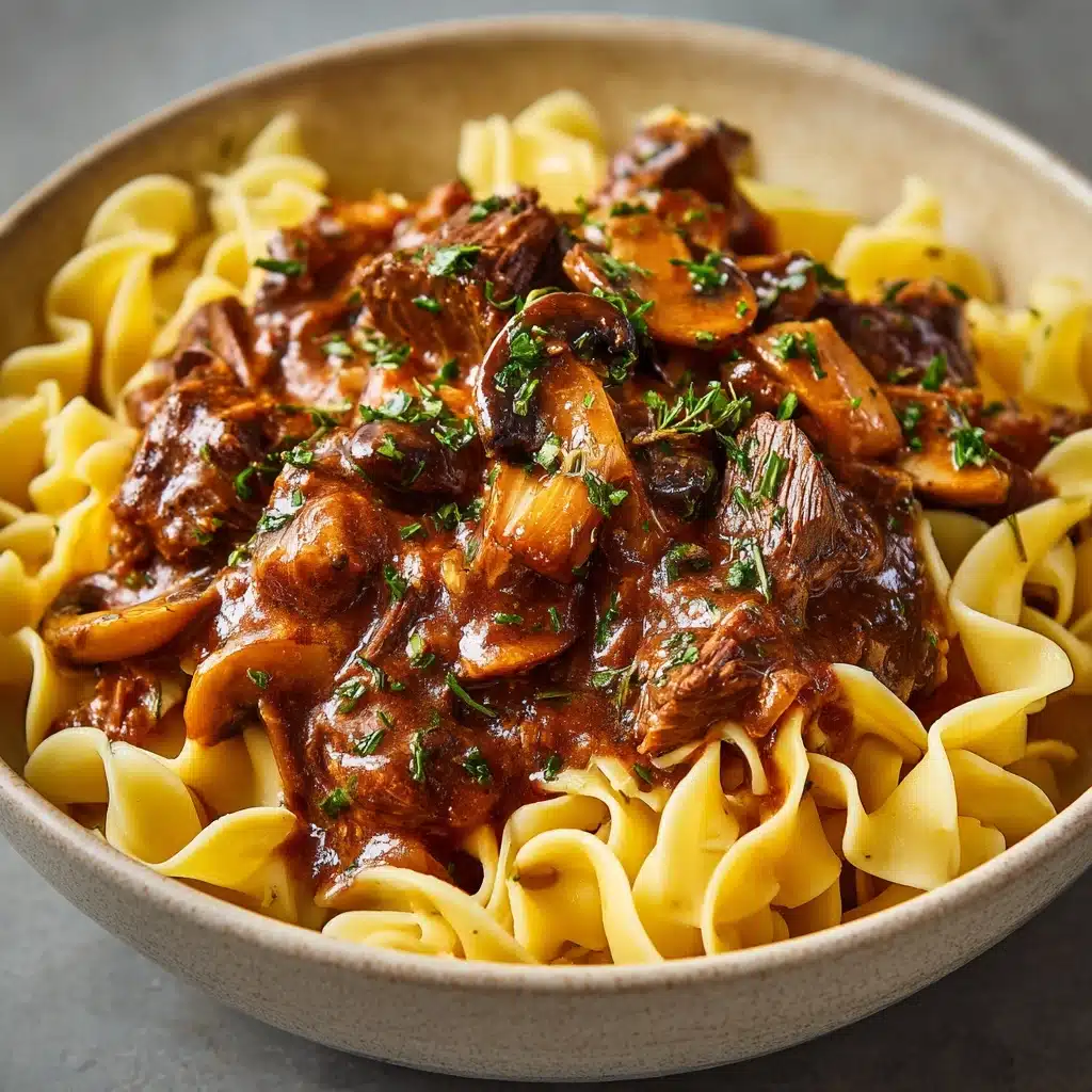 Tender Crockpot Beef Tips with Noodles Recipe - Recipe Image