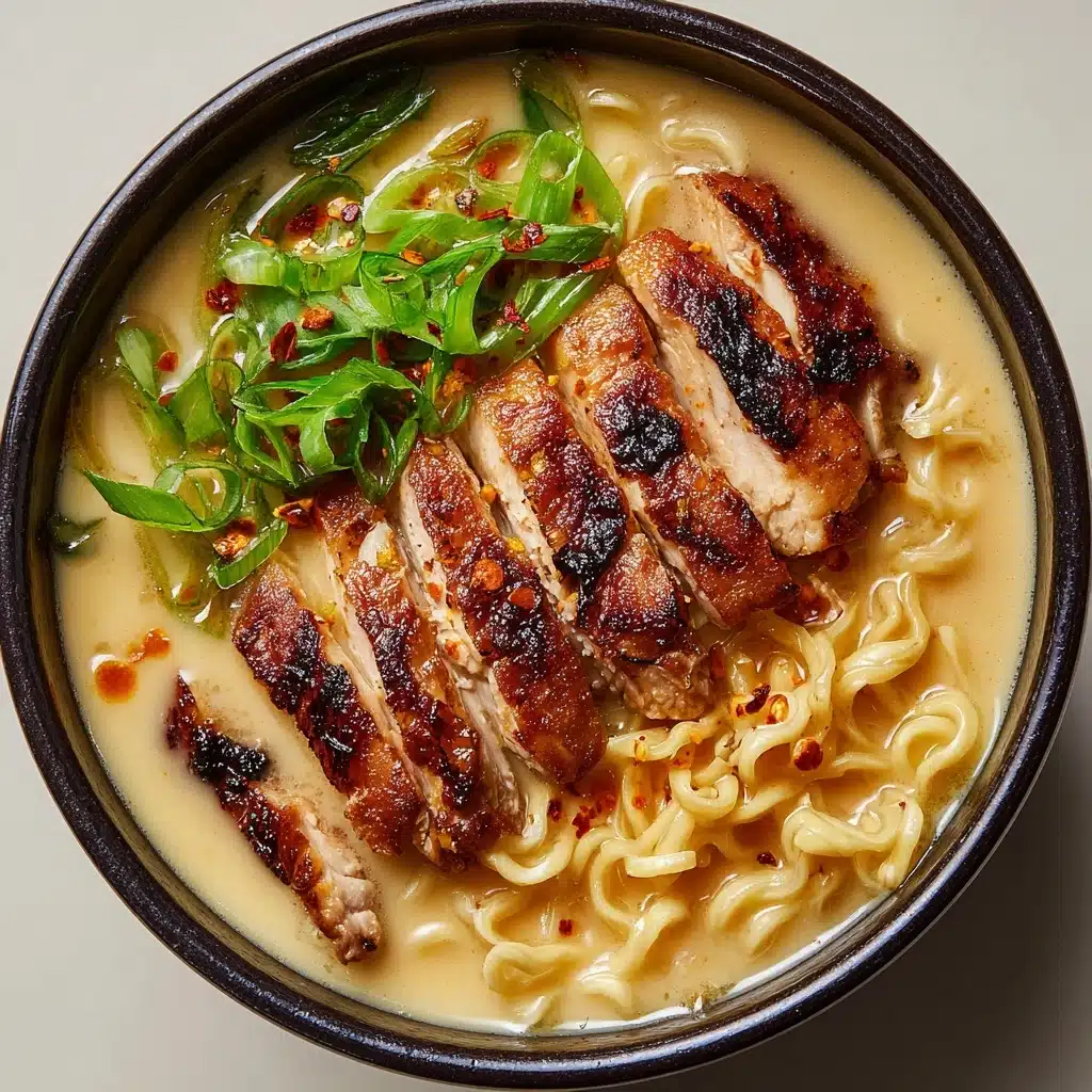 Fiery Chicken Ramen with Creamy Garlic Sauce Recipe - Recipe Image