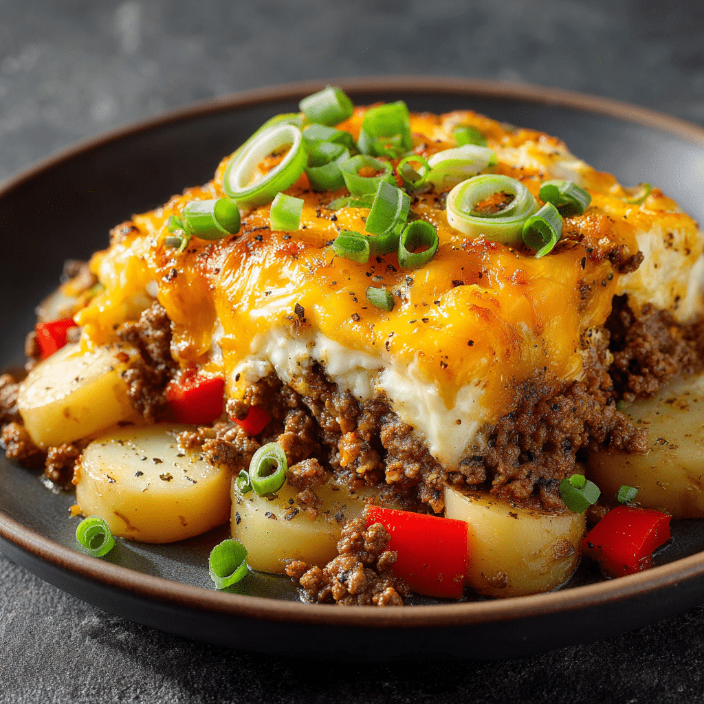 Crockpot Cheesesteak Potato Casserole Recipe - Recipe Image