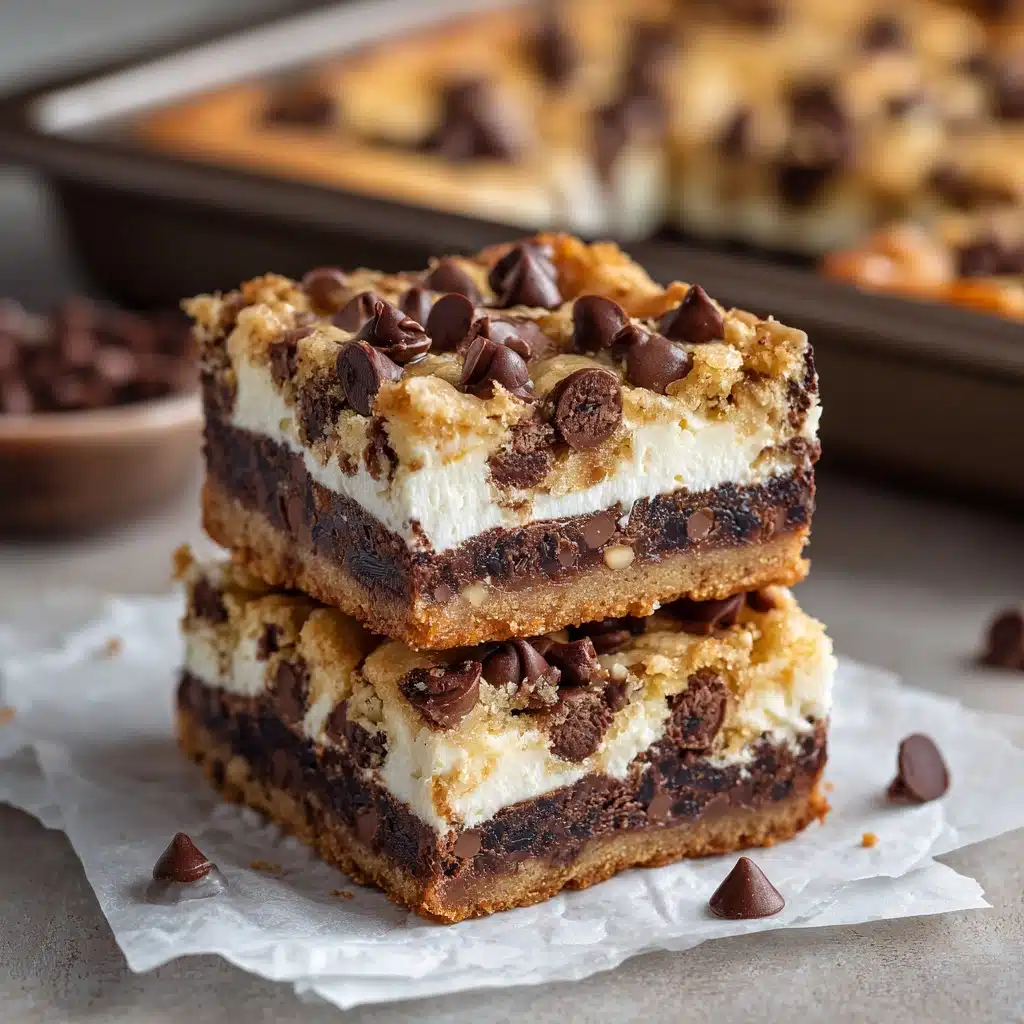 Peanut Butter Chocolate Chip Cookie Cheesecake Bars Recipe - Recipe Image