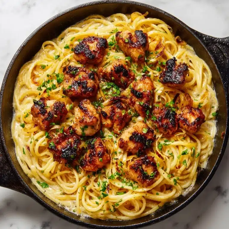 Garlic Butter Chicken Bites with Savory Creamy Parmesan Pasta Recipe