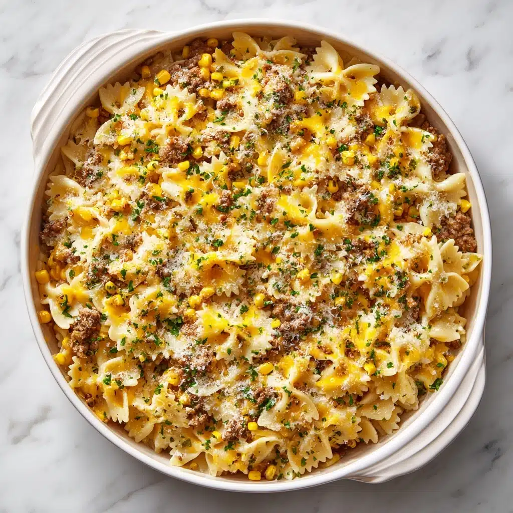 Creamy Ranch Beef and Sweet Corn Bowtie Casserole Recipe - Recipe Image
