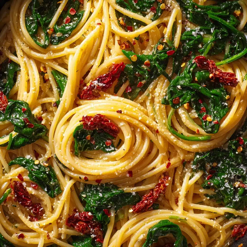 Spaghetti & Spinach with Sun-Dried Tomato Cream Sauce Recipe - Recipe Image