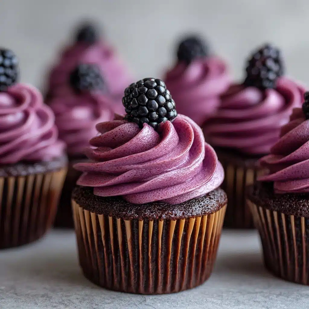 Chocolate Cupcakes with Blackberry Buttercream Recipe - Recipe Image