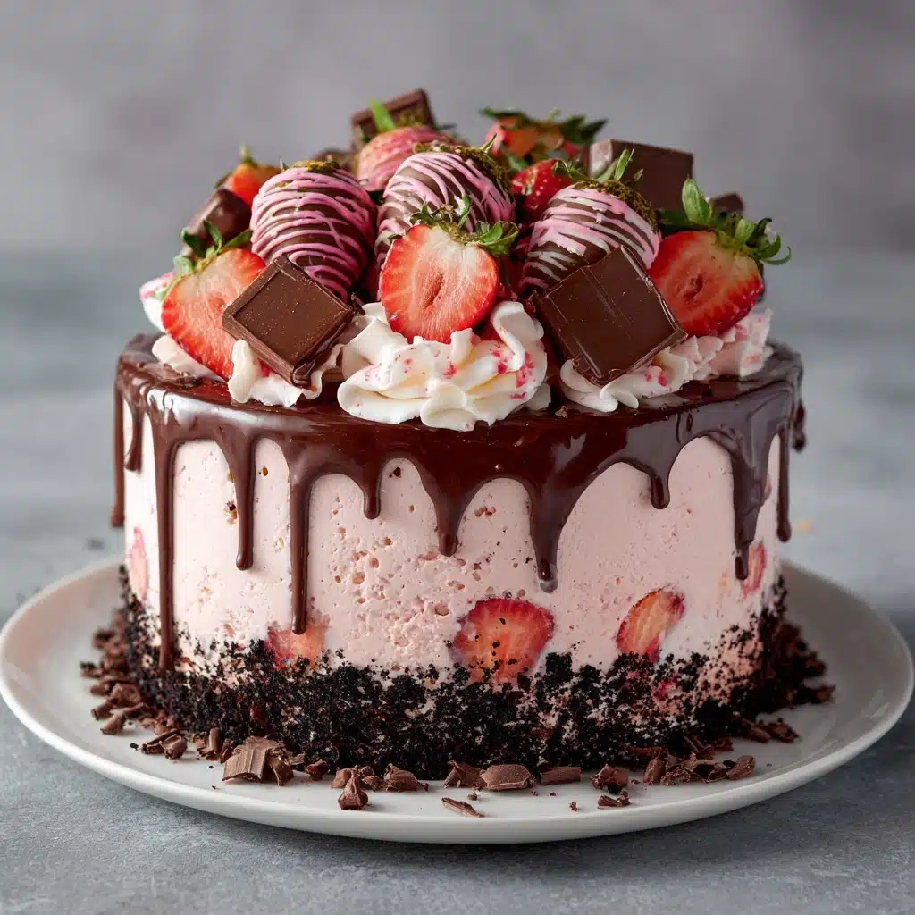 Chocolate Covered Strawberry Ice Cream Cake Recipe - Recipe Image
