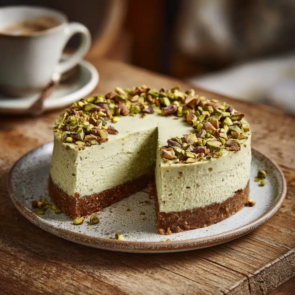 Pistachio Cheesecake with Almond Crust Recipe - Recipe Image