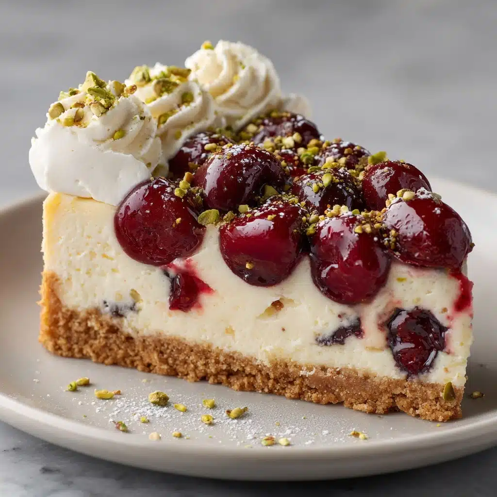 Luscious Lemon-Lime Cherry Pistachio Cheesecake Recipe - Recipe Image