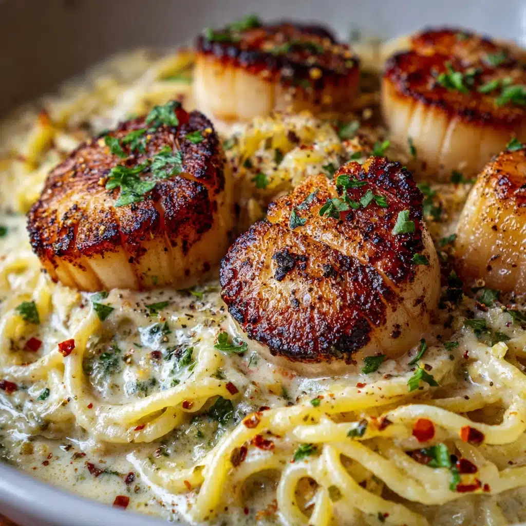 Creamy Tuscan Spaghetti with Jumbo Scallops Recipe