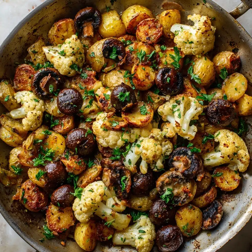 Garlic Mushrooms Cauliflower Skillet Recipe - Recipe Image