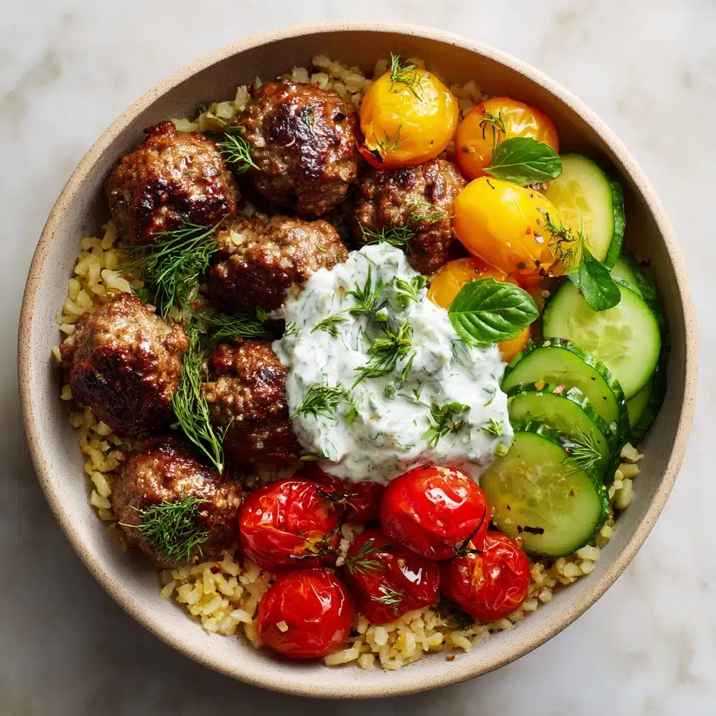 Mediterranean Bowl with Ground Turkey Meatballs Recipe - Recipe Image
