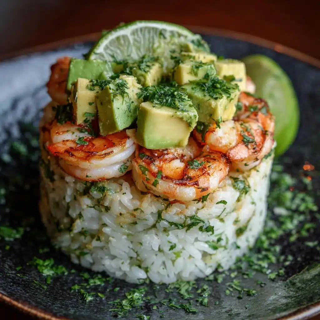 Honey Lime Shrimp & Avocado Rice Stack Recipe - Recipe Image