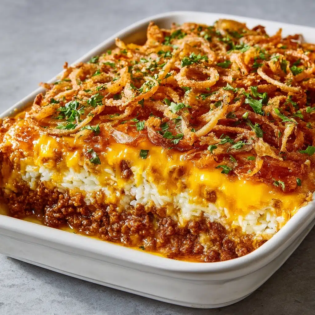 French Onion Ground Beef and Rice Casserole Recipe - Recipe Image