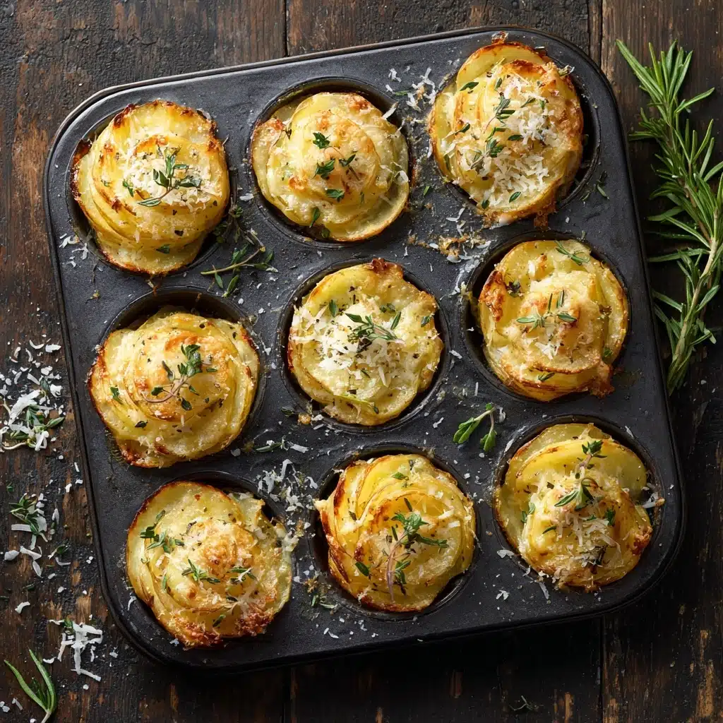 Parmesan Potato Stacks in Muffin Tin Recipe - Recipe Image