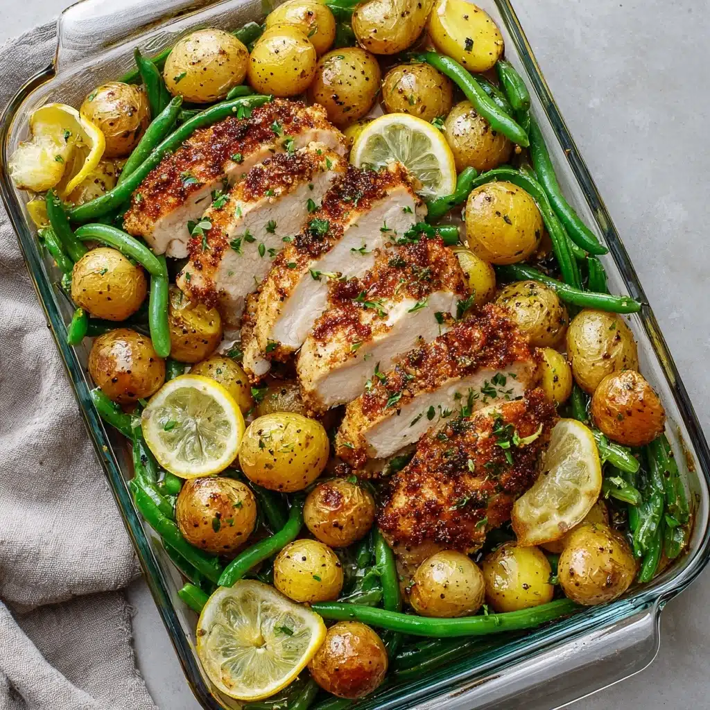 One-Pan Garlic Herb Chicken with Potatoes & Green Beans Recipe - Recipe Image