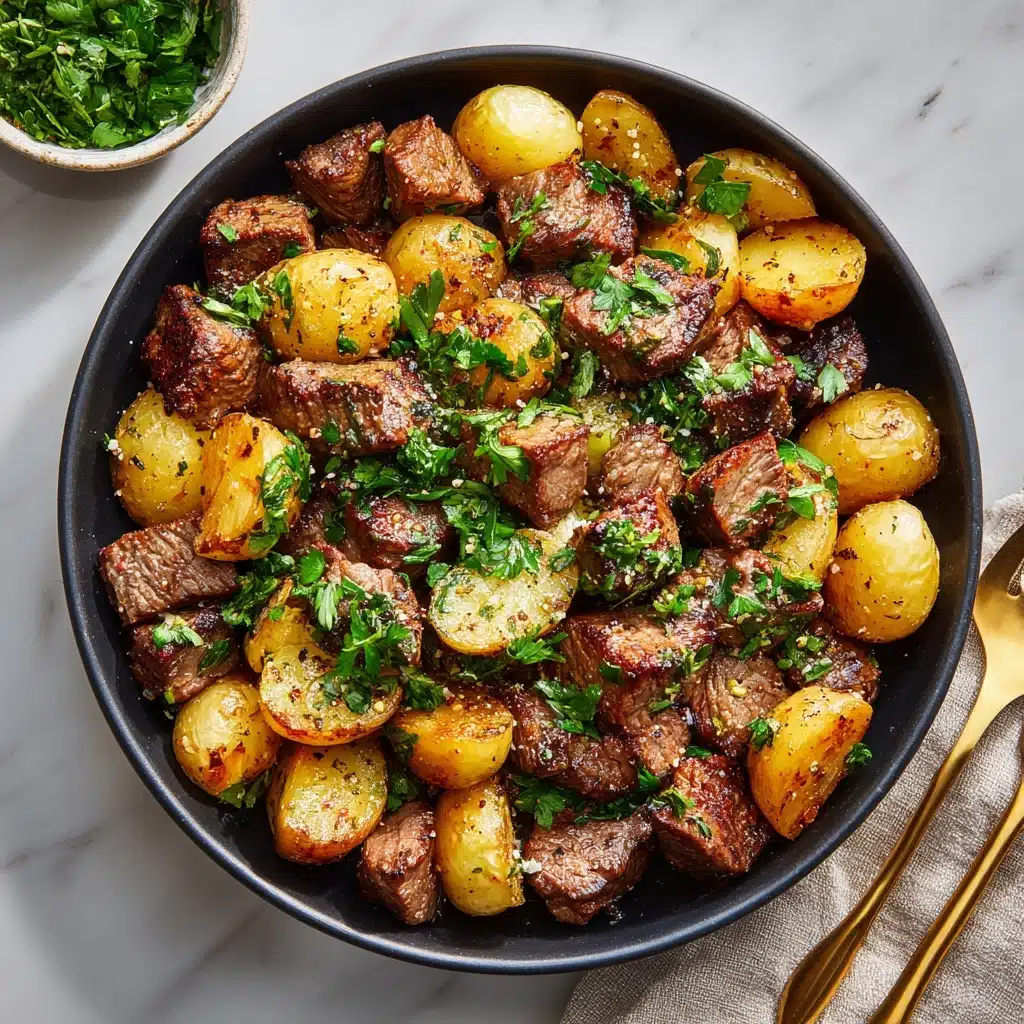 Garlic Butter Steak Bites and Potatoes Recipe - Recipe Image
