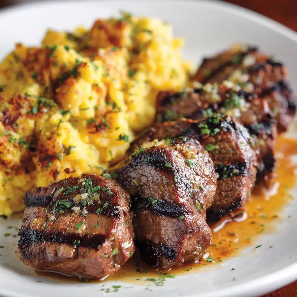 Garlic Butter Steak Bites and Cheesy Smashed Potatoes Recipe - Recipe Image