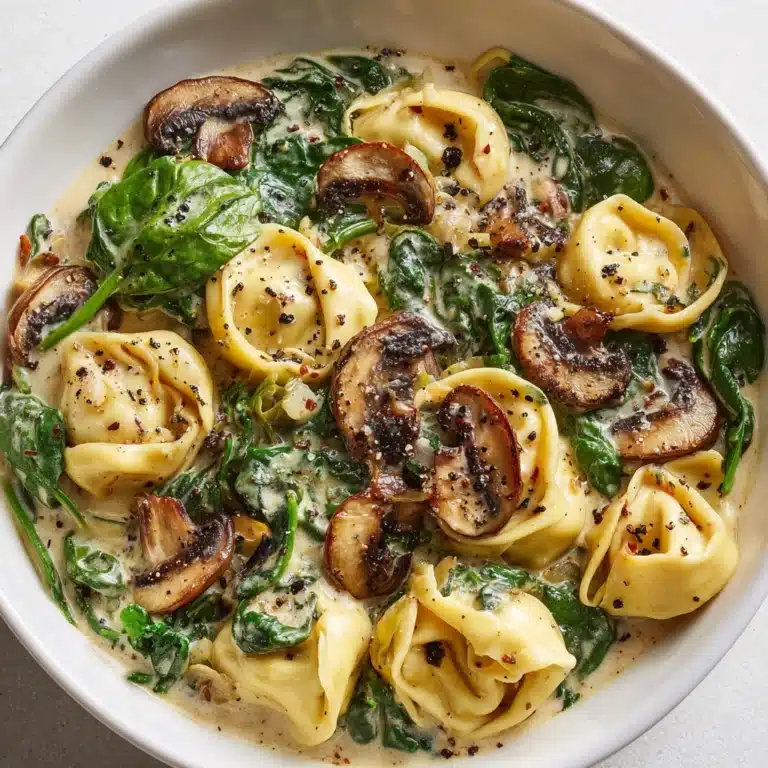 Creamy Spinach Mushroom Tortellini with Caramelized Onions Recipe