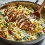 Creamy Chicken Pasta with Spinach and Sun-Dried Tomatoes Recipe