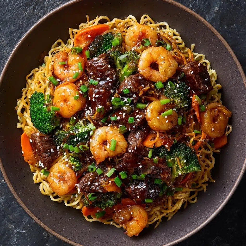 Shrimp Teriyaki Steak Noodles Recipe - Recipe Image