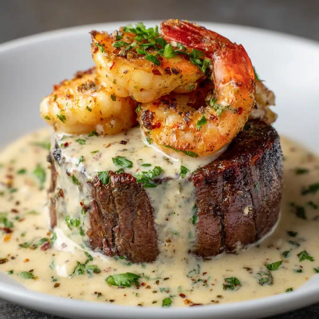 Filet Mignon with Shrimp and Lobster Cream Sauce Recipe