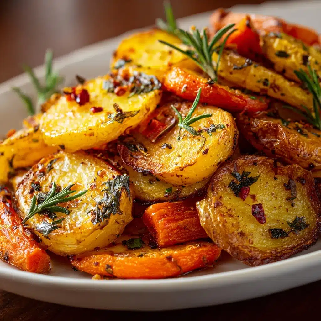 Garlic Herb Roasted Potatoes, Carrots, and Zucchini Recipe