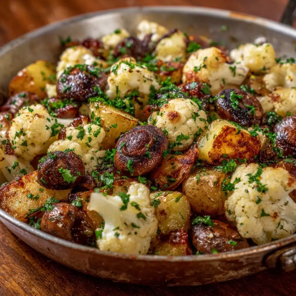 Garlic Mushrooms Cauliflower Skillet Recipe - Recipe Image